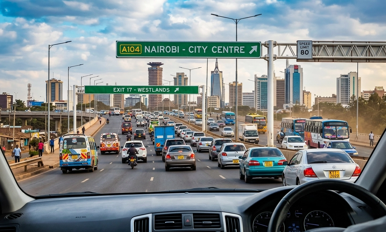 Greyscale with orange multiply: article hero on Kenyan roads